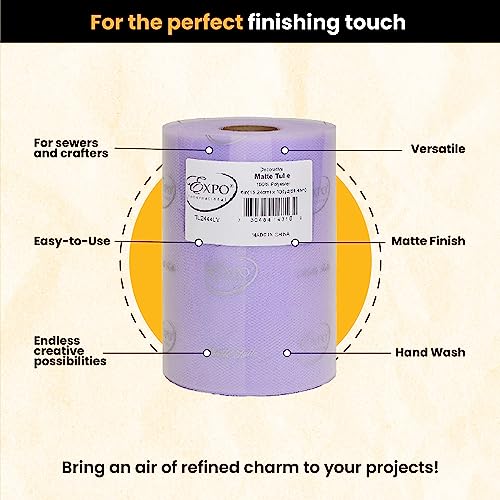 Image of Expo International Decorative Matte Tulle Spool of 6 inch X 100 yards | Lavender
