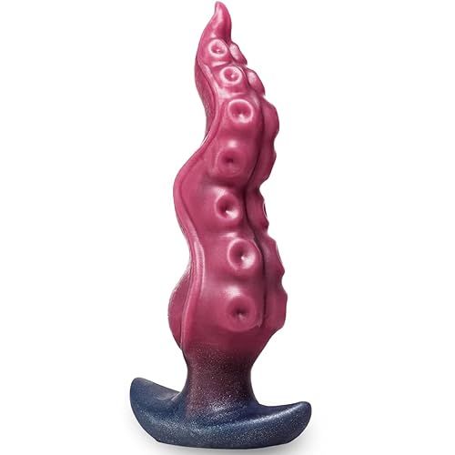 Gilingirl 7.87in Medium Tentacle Dildo Anal Plug,Silicone Butt Plug for Safe Penetration,Adult Anal Sex Toy Monster Dildo,Wearable Fantasy Toy Prostate Plug for Men Women Couple Gay - Red&black - Medium-7.89in
