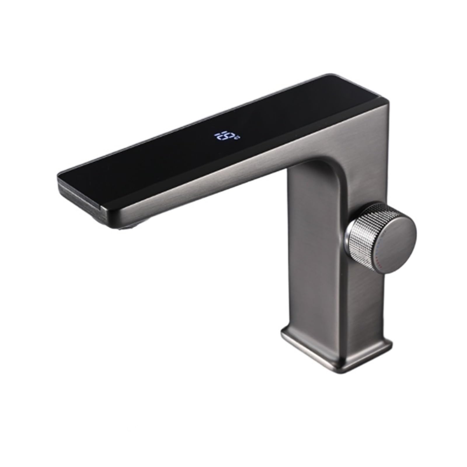 CVFRDD Digital Display Bathroom Basin Faucet, Intelligent LED Brass Deck Mounted Washbasin Crane, Hot Cold Water Mixer Sink Vanity Tap(Grijs)