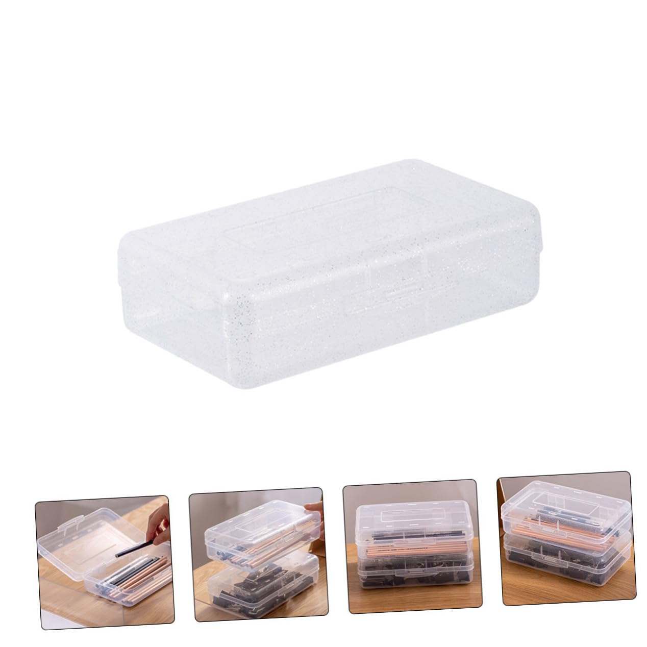 Cabilock 6 pezzi Porta Penne Trasparenti in Plastica Leggera e Resistente Contenitori Impilabili per Organizzazione Cancelleria Casa Scuola e Ufficio