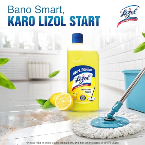 Image of Lizol Kitchen Cleaner Spray - 450ml (Pack of 2) + 1 Free Scotch-Brite Sponge Wipe & Lizol Disinfectant Surface & Floor Cleaner Liquid, Citrus - 1 Litre