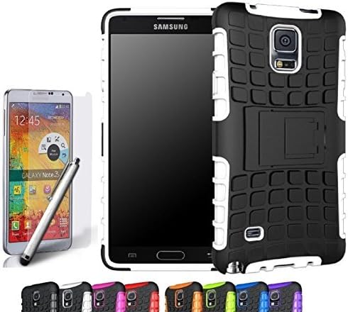 Galaxy Note 4 Case, CINEYO(TM) Heavy Duty Rugged Dual Layer Case with Kickstand (Samsung Galaxy Note 4 case Black) (White)