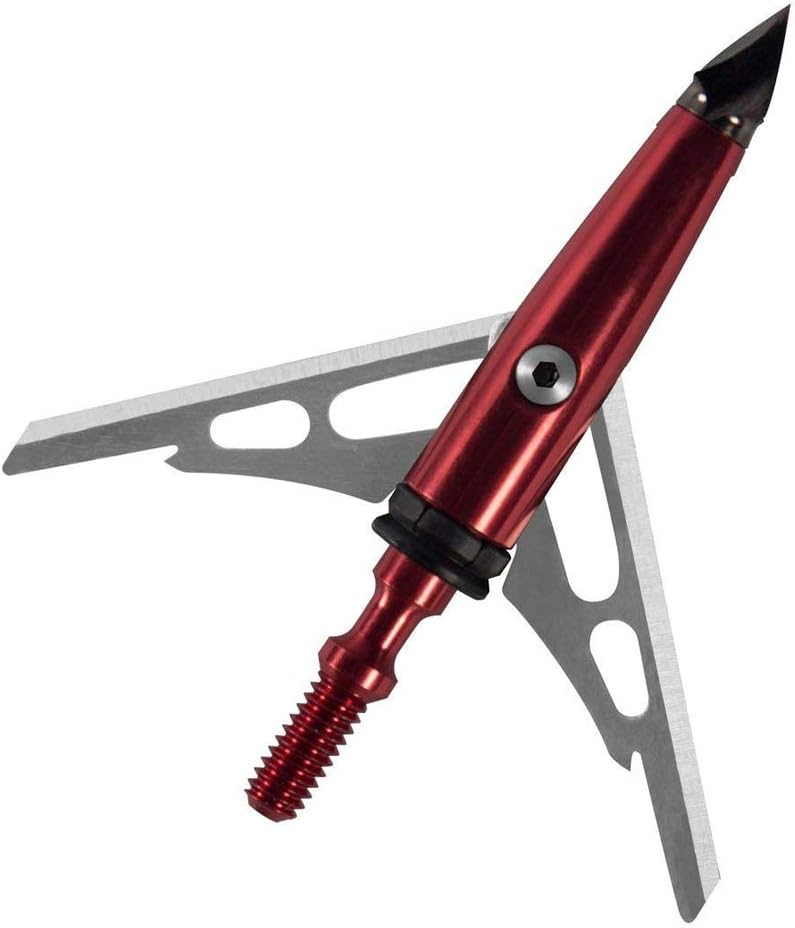 Chisel Tip 2 Blade Broadhead, 100 Grain with Shock Collar Technology - 3 Pack, Red, Model:65100