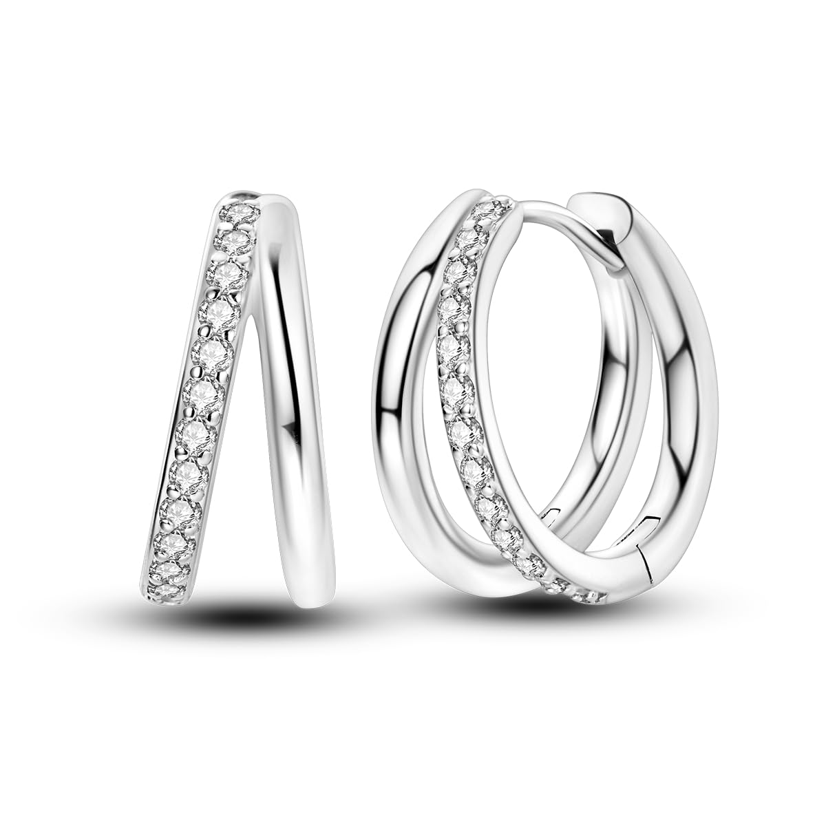 Pendientes de aro de plata de ley 925 para mujer, hipoalergénicos, estilo huggie — view 19