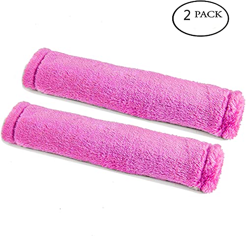 Image of Soft Faux Sheepskin Seat Belt Shoulder Pad for a More Comfortable Driving, Compatible with Adults Youth Kids - Car, Truck, SUV, Airplane,Carmera Backpack Straps 2 Packs Pink