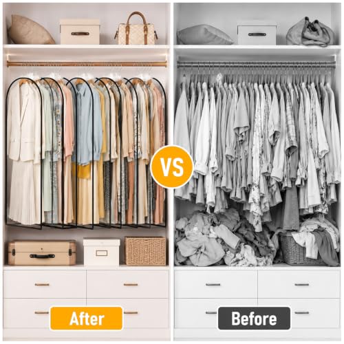 5 Pack Clear Garment Bags for Hanging Clothes 10'' Gusseted - image 7