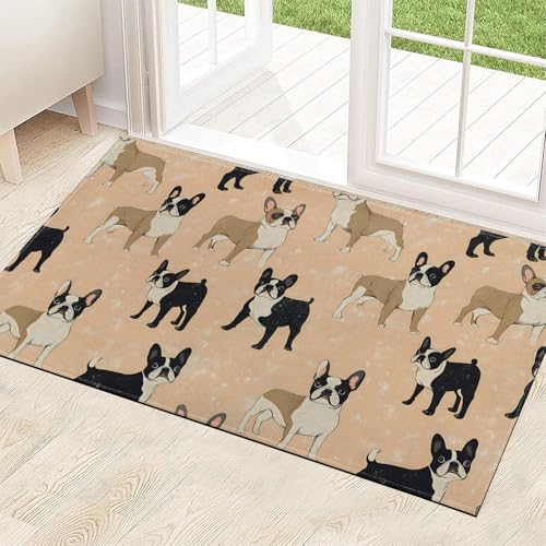 French Bulldog Indoor Door Mat 29.5x17in,Non Slip Backing Cartoon...