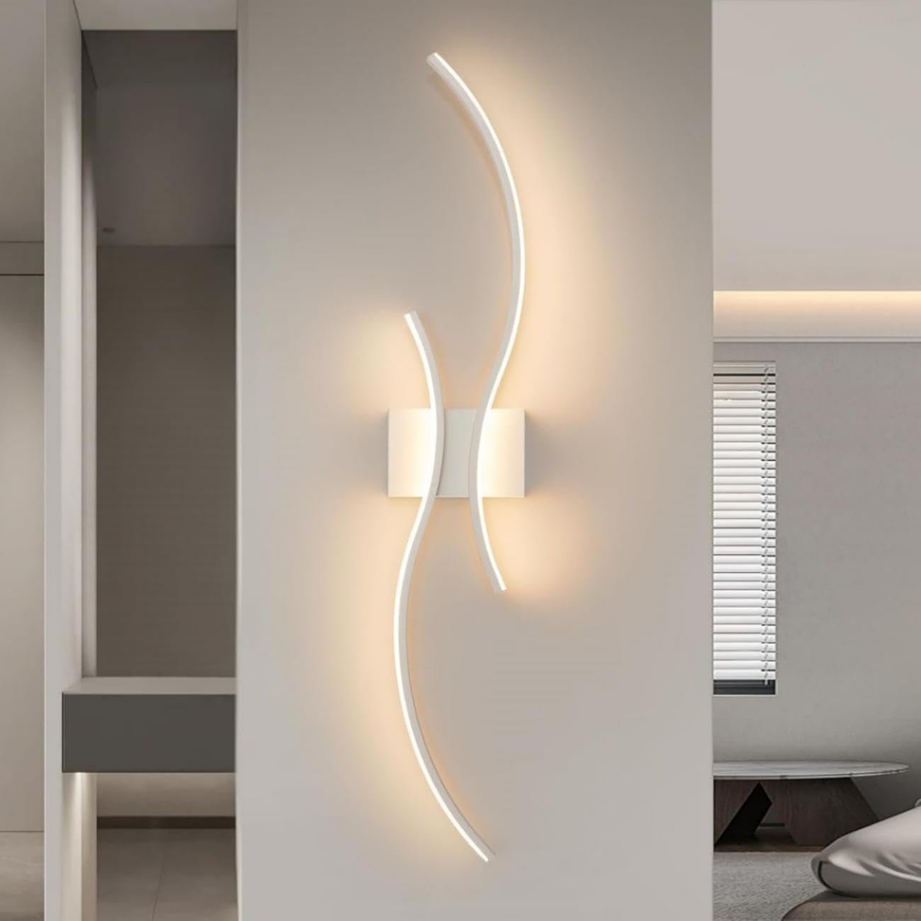 Comely LED Wandleuchte Innen, 27W 3075LM Wandlampe LED Warmweiß 3000K, 80CM Lang Minimalistische Weiß Wandleuchte für Schlafzimmer Wohnzimmer Korridor Treppen