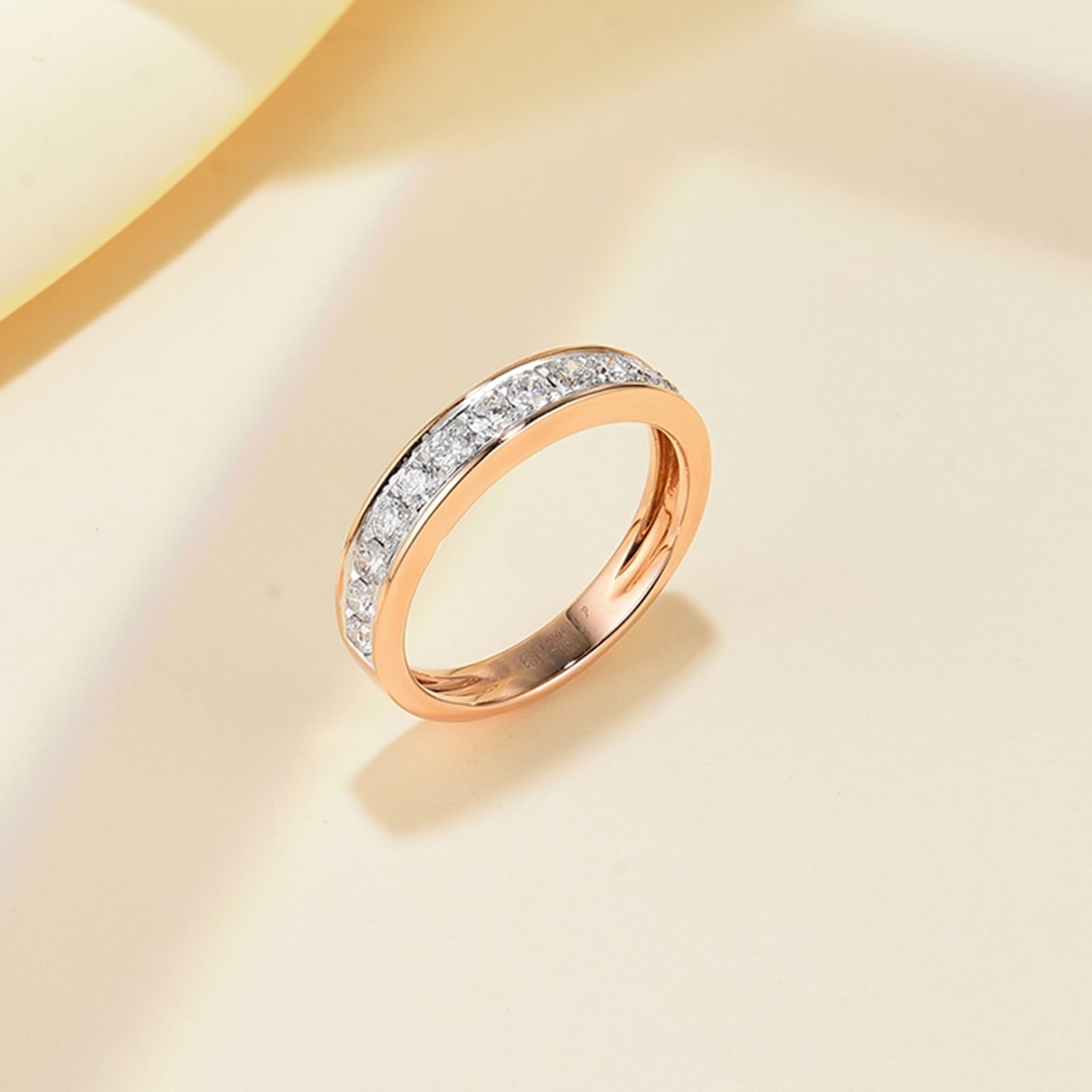 Wycian Anello Fidanzamento Donna Diamante Anelli Fidanzamento Oro Bianco 9K/14K/18K Elegante Design a Mezza Fila con Diamante Rotondo da 0,5 CT Numero Solido Non Placcato Moda per Zia Natale Gioielli