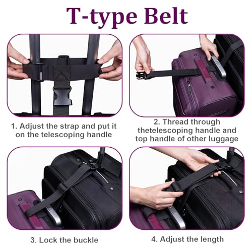 Image of Ptwola 2 Pack Add a Bag Luggage Strap Heavy Duty Suitcase Belt Adjustable Buckle Luggage Connector Nylon Travel Attachment Strap Essentials for Women Men Handbag Backpack Bag Accessories