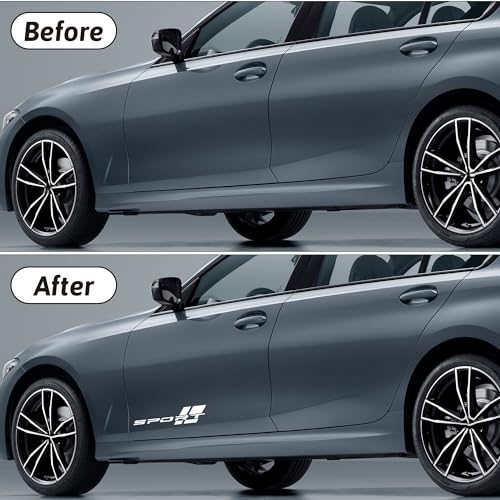Image of Zhizhong Car Sport Decal,16 Inch Vinyl Sticker Fit for All Cars Side (2 pcs White)