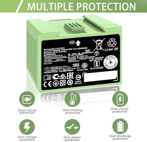 Image of ABL-D1 1800mAh /26Wh Battery for Roomba Replacement Battery for iRobot Roomba i&e Series i7 i7+ j7 j7+ i3 i3+ i4 i4+ e5 e6 Roomba Replacement Parts 14.4V (unsuitable for iRobot Roomba Combo Series)