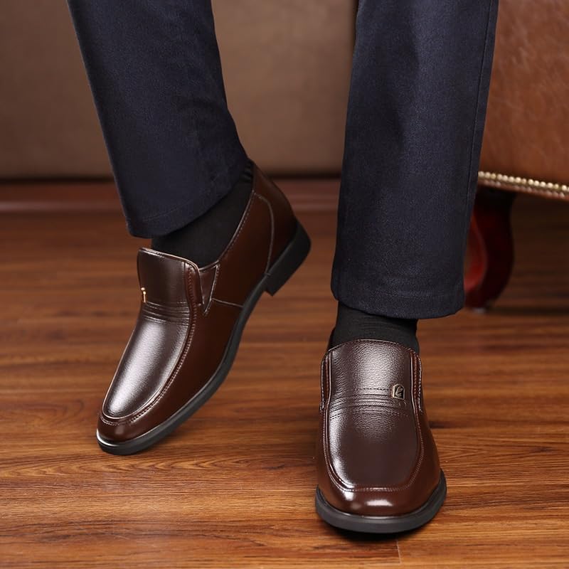 Men Dress Oxford Casual Business Non Slip Block Heel Anti-Slip Dress Slip On Plain Toe Vegan Leather Business2