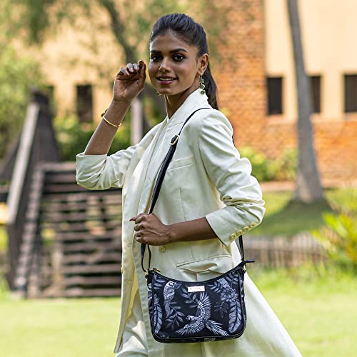 Anuschka East/West Hobo-Wanderlust Collection-Nylon Fabric with Leather Trim and Artwork Print4