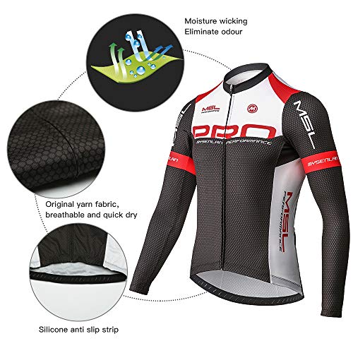 image for Mysenlan Men's Cycling Long Sleeve Breathable Jersey Set 3D Padded Lon