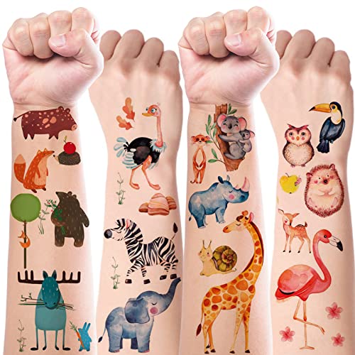 20 folhas de animais para crianças, tatuagens temporárias para colar com a pele, tatuagens infantis para meninas e meninos, como presente de aniversário infantil
