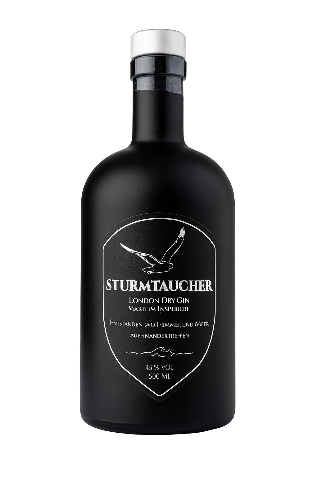 Sturmtaucher Exklusiver Luxus London Dry Gin - Maritim durch Zuckertang - Charakterstark durch Wacholder Sanddornbeere Zitrone Rosmarin Kubebenpfeffer - 0,5l (Schwarze Flasche)