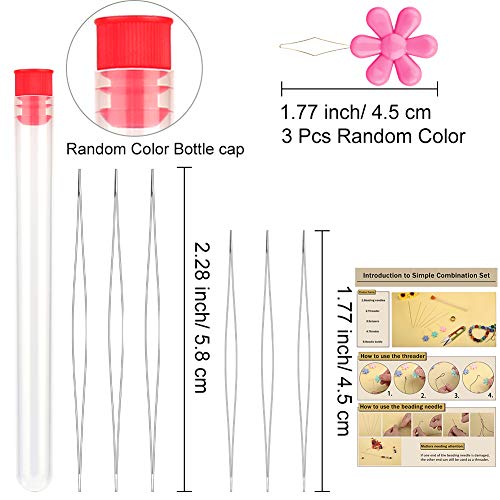 6 Pieces Big Eye Beading Needles, 2 Sizes Long Straight Beading Embroidery Needles With Needle Bottle, Threader For Jewelry Making (1.77Inch+2.28Inch) #TOP1