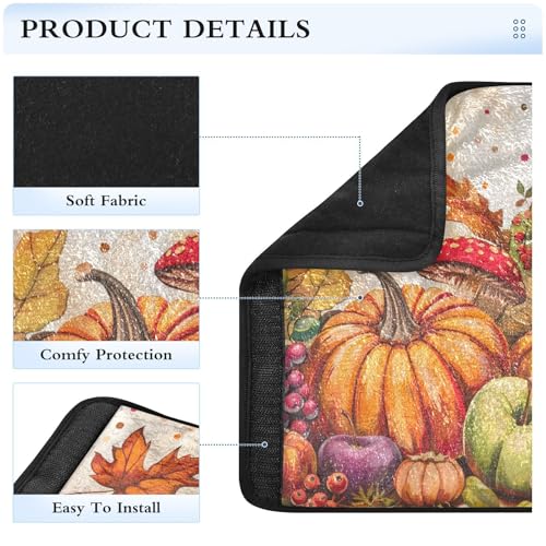 Image of Fall Harvest Pumpkins Mushroom Orange Seat Belt Cover Pad 2 Pcs Soft Cute Seatbelt Covers Protector Support Head Neck Shoulder Strap for Car Seats High Chair Backpack for Adults Kids Women Men