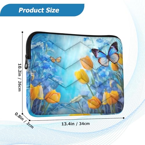 Funda para laptop 13-14 pulgadas azul con mariposas impermeable miniatura 3