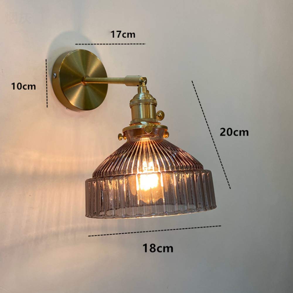 Lámpara de Pared Nordic Personality de Cristal y latón, Estilo literario, luz de Pared Fresh Wind, Casquillo E27, iluminación de Pared para Dormitorio, mesita de Noche, Comedor, pa