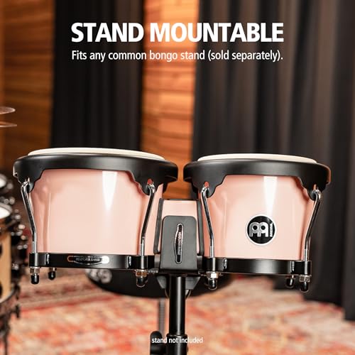 Image of Bongo Drum Set with Durable Synthetic All-weather Shells, Journey Series - NOT MADE IN CHINA - Natural Buffalo Skin Heads, 2-YEAR WARRANTY