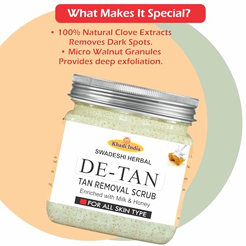 Image of Khadi Natural De-Tan Scrub for Face & Body (400gm) | Tan Removal & Skin Brightening Exfoliating Scrub | Removes Dead Skin, Blackheads & Impurities | For Men & Women