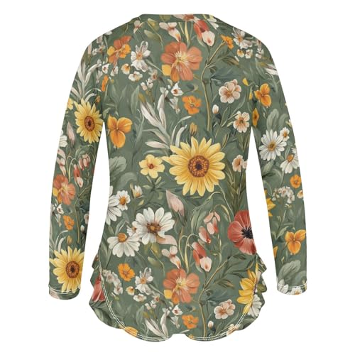 Diverse Floral Assemblage Green Long Sleeve Swimsuits Sun Protection Swimwear Toddler Bathing Suit3