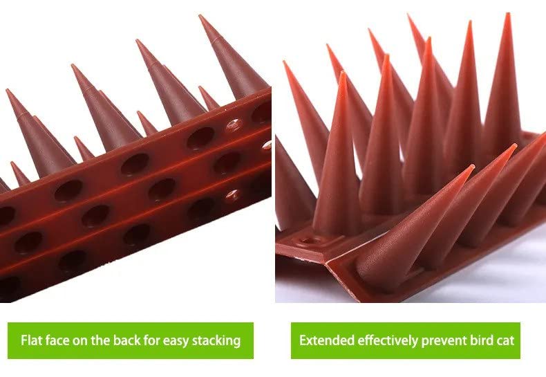 Image of Bird Spikes Pack of 40 Pigeon Control Spikes with (Installation Kit),Spikes for AC Balcony Railing Window Home Protection from Pigeon Dog Monkey Crow Kabootar (Brown)