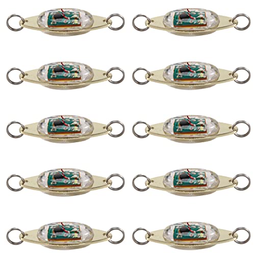 Lizusidtsy 10 Pcs LED Fishing Lures Fishing Spoons Underwater Flasher Bass Halibut Flasher Trolling Deep Drop Fishing Light, Golden