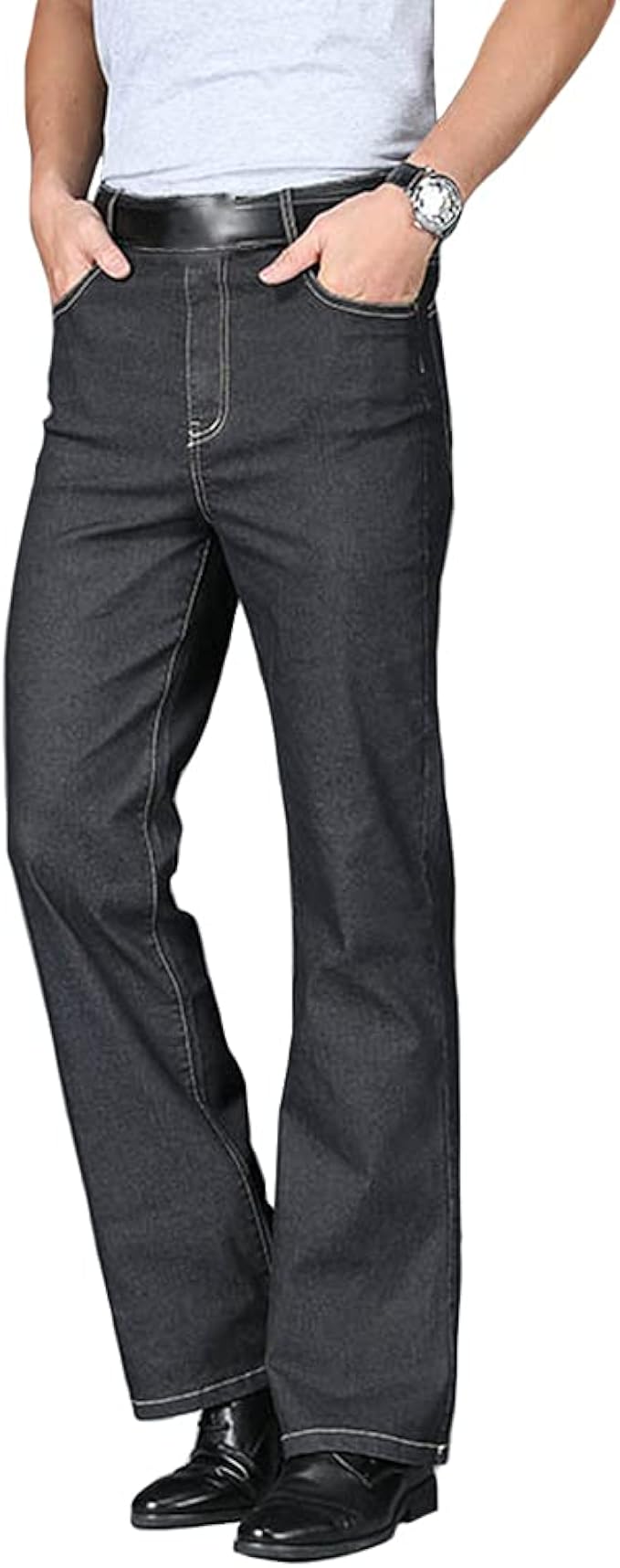 HAORUN Men Bell Bottom Jeans Slim Fit 