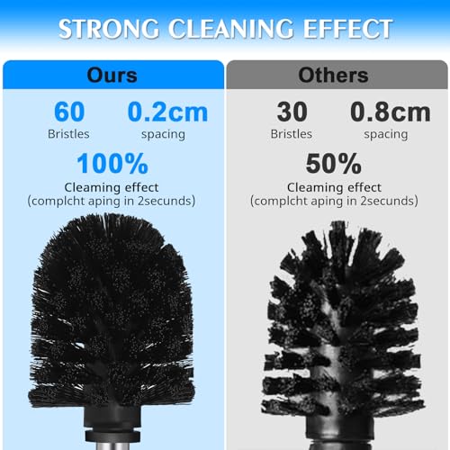 Image of QL Toilet Brush and Holder,Stainless Steel Toilet Brush,Quick Drying Bathroom Toilet Bowl Scrubber Brush for Home and Commercial Use (Silver)