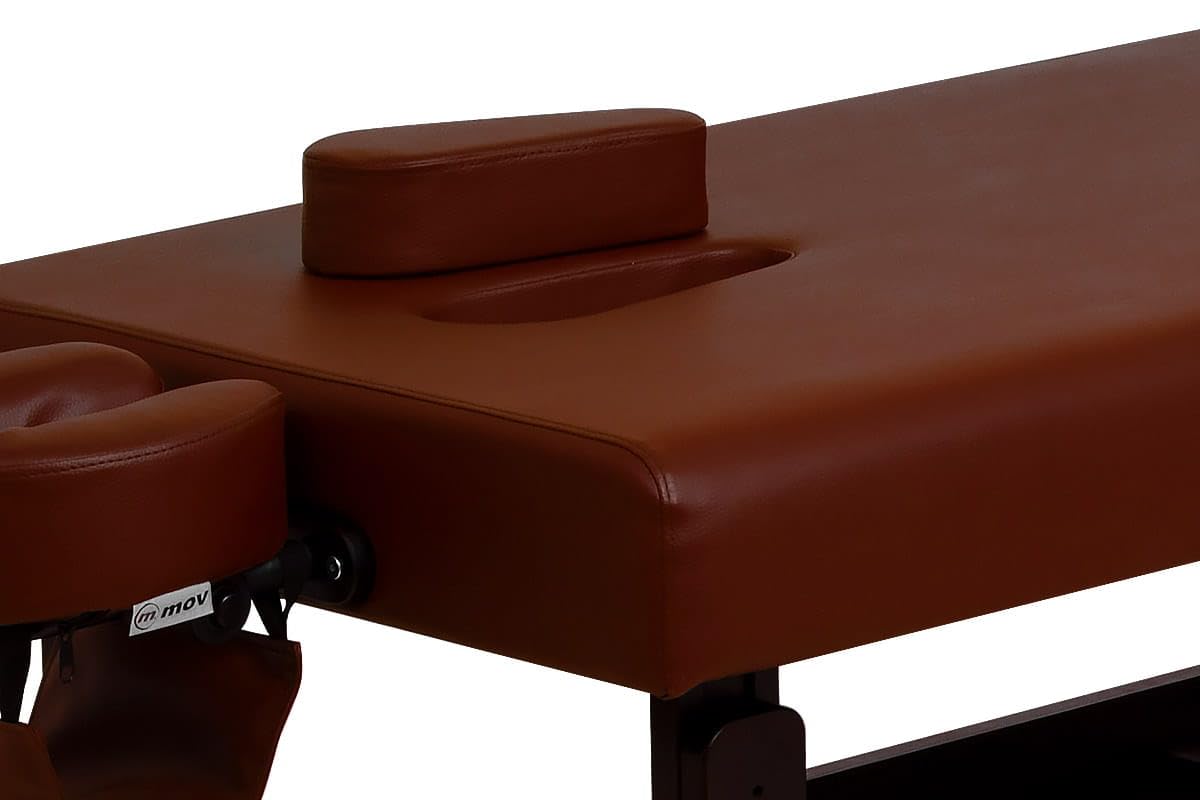 MOV - Mesa de masaje tailandesa Nui, altura ajustable 60-85 cm, longitud 202 cm, tapizada con 6 cm, orificio facial, reposacabezas reclinable, soporte antebrazo