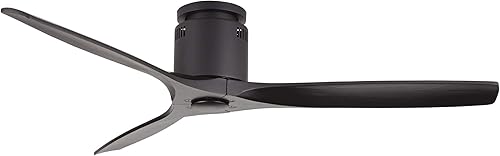 Miniatura 7 de Casa Vieja Ventilador de techo moderno de 52 pulgadas con 3 abrazadores con control remoto, madera maciza color negro mate, perfil bajo para sala de