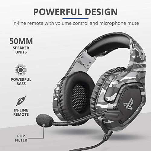 Trust Gaming GXT 488 Forze Cuffie Gaming con Licenza Ufficiale PlayStation 4, Microfono Ripiegabile e Archetto Regolabile, Grigio, Standard