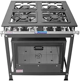 Fogão Industrial 4 Bocas 2 Duplas Baixa Pressão Mr Fogões com Forno P7 Tradicional