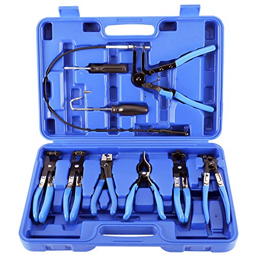 Kuntec 9Pcs Wire Long Reach Hose Clamp Pliers Set Fuel Oil Water Hose Auto Tools #TOP22