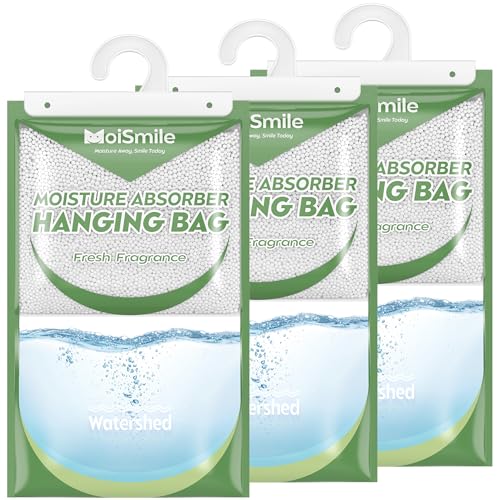 Image of Large Capacity Moisture Absorbers, 17.5oz., Fresh Scent Closet Dehumidifier Bags, Odor Eliminator & Humidity Absorber, Humidity Packs for Bathroom, Bedroom, Basement, Car, RV & Boat, 3 Pack