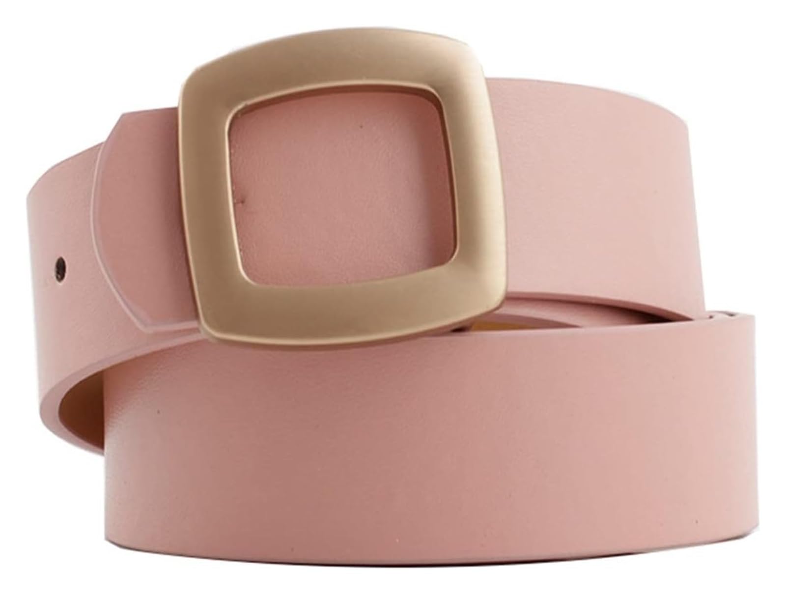 dfEDRd Ladies Waist Belt, 105cm Women Simple Gold Square Pin Buckle Belt Candy Color Leather Jeans Waistband(Pink)
