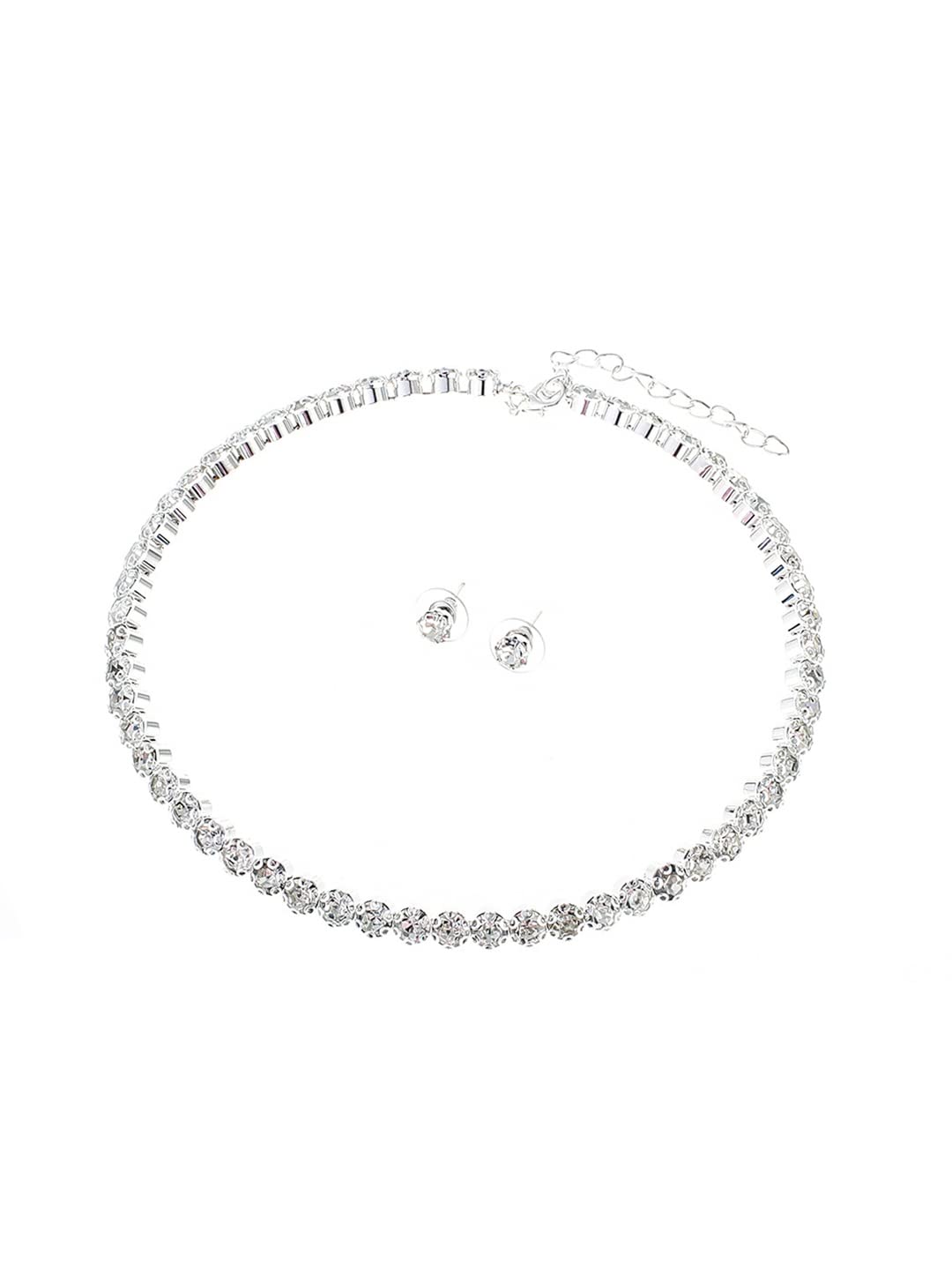Yellow Chimes Jewellery Set for Women and Girls White Crystal Jewellery Set for Women| Silver ToneCrystal Choker Necklace Set | Birthday Gift for girls and women Anniversary Gift for Wife (B0BPSRKSRT) Amazon Price History, Amazon Price Tracker