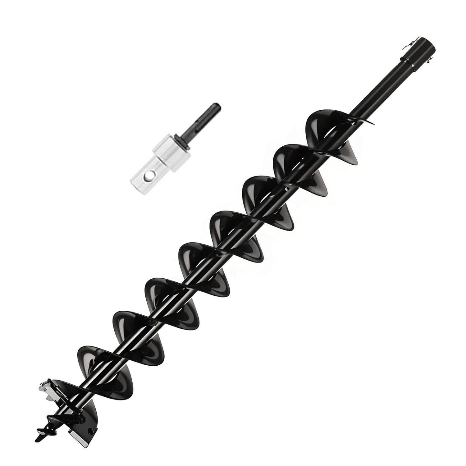 Punta Per Trivella a Scoppio & Elettrico & Batteria, Diametro 10 cm, Lunghezza 80 cm Doppia Spirale Elica da Giardino, Con trapano elettrico Adattatore SDS-Plus, Utilizzo mototrivella trivellatrice