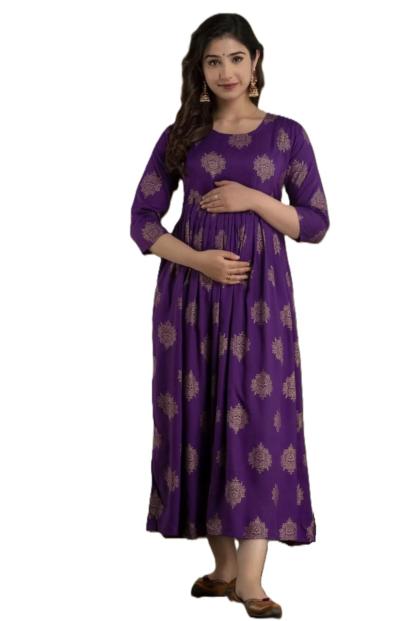 Rajwada Maternity Kurti for Women | Cotton Dress with Nursing Zip for Pre & Post Pregnancy | Baby Feeding Dress | Trending Maternity Dresses and Kurta-picture-12