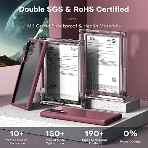 Image of TOCOL for Samsung Galaxy S22 Ultra Case, Translucent Matte Hard Back [Military Grade Shockproof] [Anti-Scratch & Anti-Fingerprint] Slim Fit Protective Cover for Galaxy S22 Ultra Case 6.8'', Plum