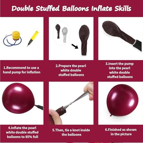 Image of 108Pcs Double Stuffed Burgundy Balloon Garland Arch Kit
