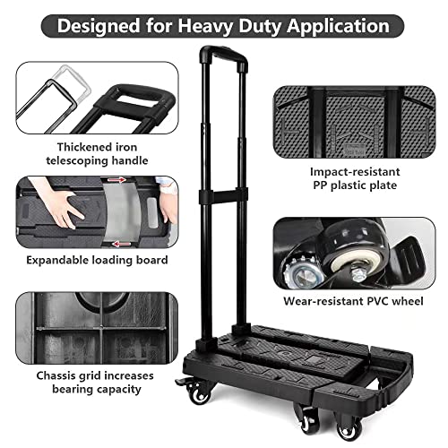 Acroma Folding Luggage Cart, Hand Truck, Dolly Cart, Ideal For Travel, Moving, Shopping, And Package Delivery In Offices And More (500Lbs Heavy Duty With 6 Wheels) #TOP1