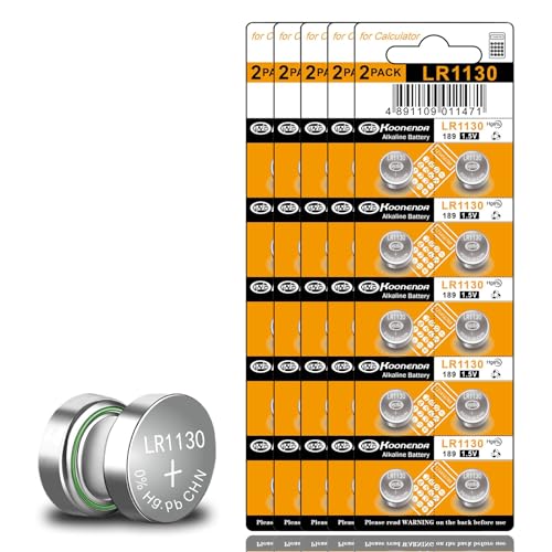 hunbath 50 Pack LR1130 AG10 Battery 189 389 LR54 V10GA SG10 1.55V Long-Lasting Alkaline Button Coin Cell Batteries