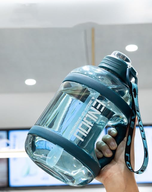 Image of Large-Capacity Water bottle Gallon Gym Bottle Fitness Bottle PETG Plastic, BPA Free, Leackproof Clear Transparent all Color Available - 2.5 Liter (Blue)