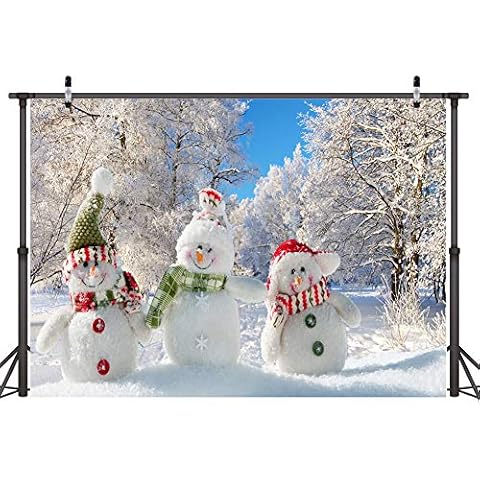 LYWYGG 7x5FT Christmas Backdrop Snow Backdrop Winter Snowman Backdrop Children Photography Backdrop Christmas Photo Backdrop Foldable Photography Backdrops CP-88 Cover
