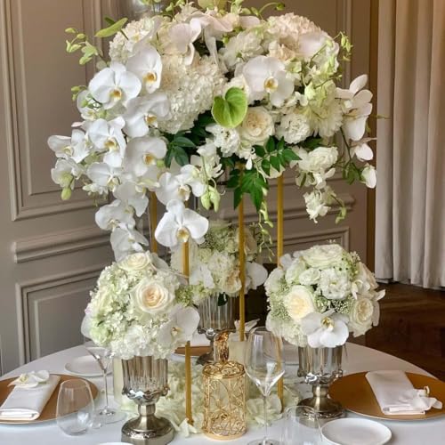 Image of 23.6inch 8 pcs Column Vases Gold Centerpieces for Table Metal Flower Stand Wedding Centerpieces Party