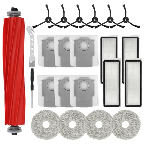 21 PCS Accessories for Roborock Qrevo S/Qrevo Pro/Qrevo MaxV Robot Vacuum, Replacement Parts Main Brush, Side Brush, Washable Filter, Mop Pad, Dust Bag